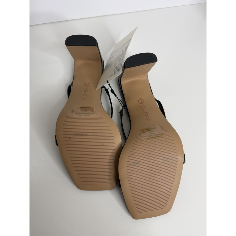 NWT The Drop Avery Square Toe Two Strap Heeled‎ Sandal Black Size 7.5 Workwear - Picture 8 of 11